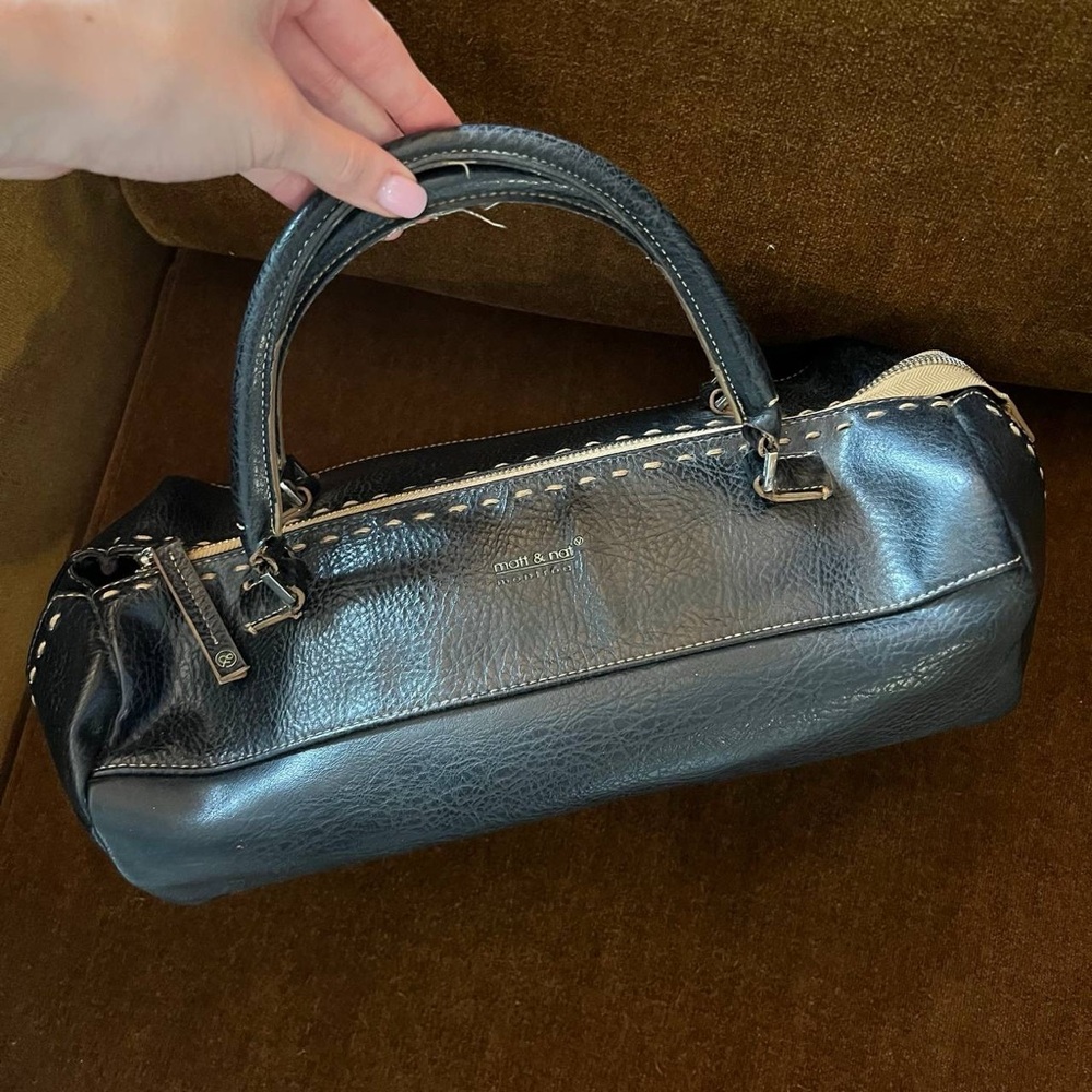 Matt & Nat Black Barrel Satchel with Top Handles